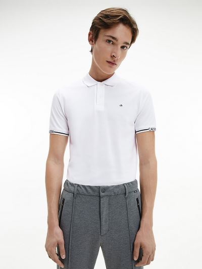 Calvin Klein Ruhák HU938721 | Calvin Klein Slim Cuff Logo Férfi Pólóing Világos Fehér